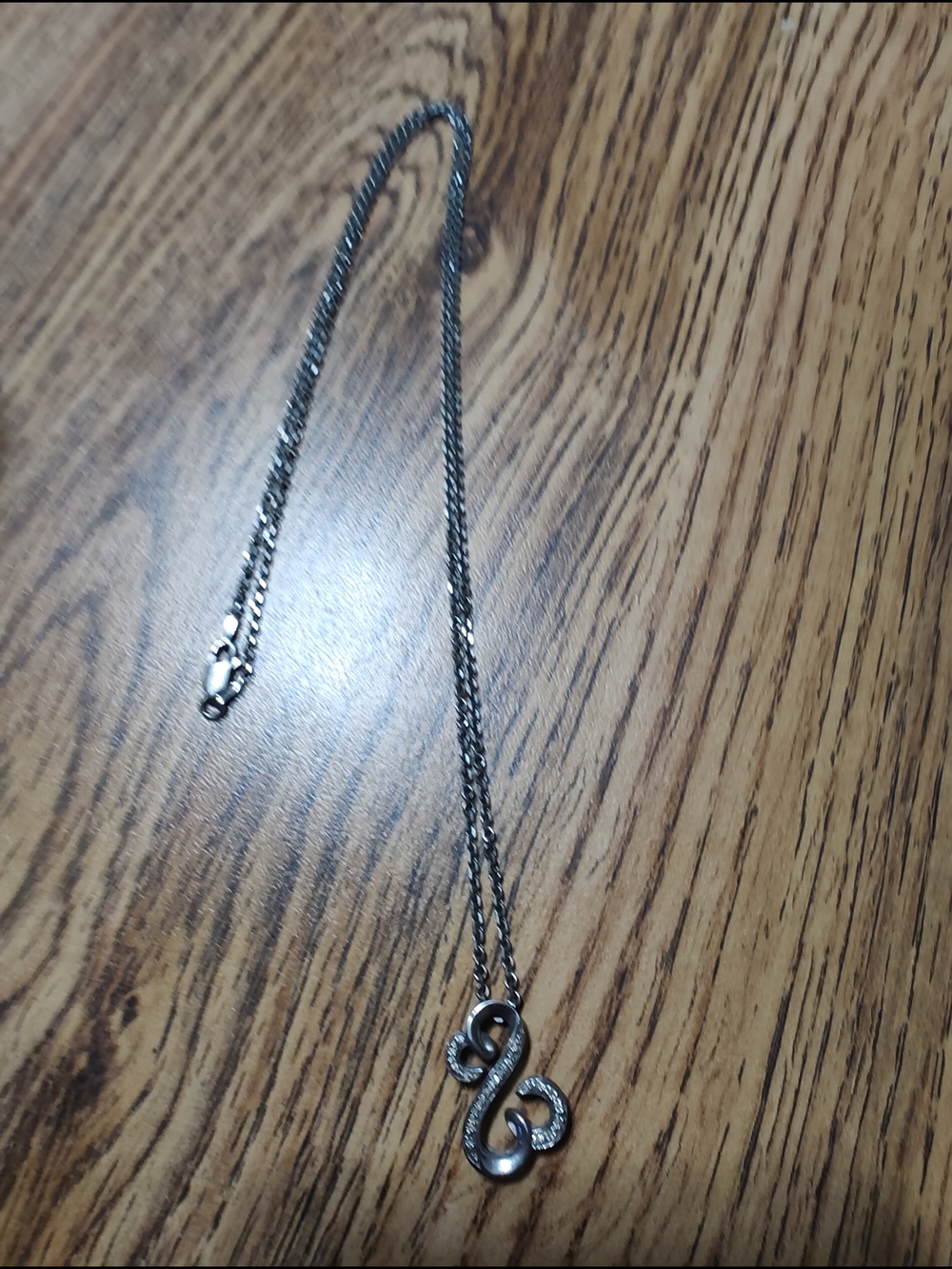 Silver Script Heart Pendant Necklace - Silver